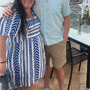 Blue and White Chevron Dress